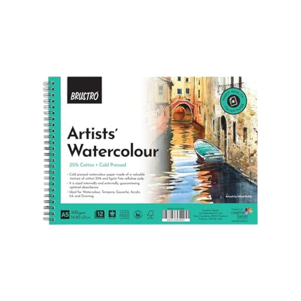 Brustro Watercolour Pad - 25% Cotton - Cold Pressed - 200/300 GSM